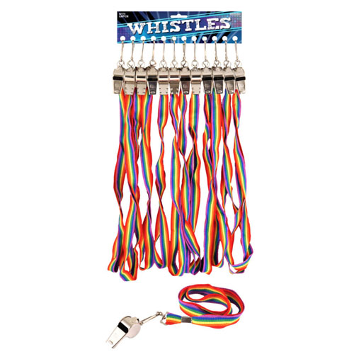Metal Whistle With Pride Cord