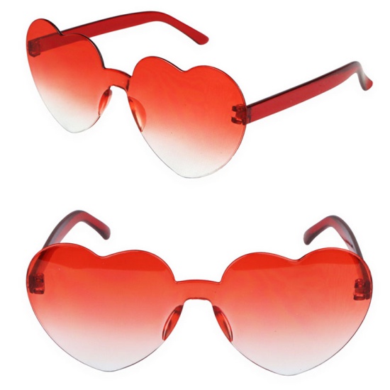 Red Ombre Frameless Heart Glasses