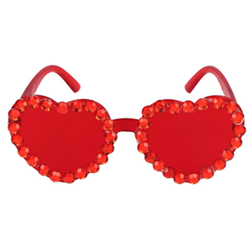 Red Heart Shape Glasses with Rhinestones