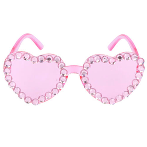 Pink Heart Shape Glasses with Rhinestones